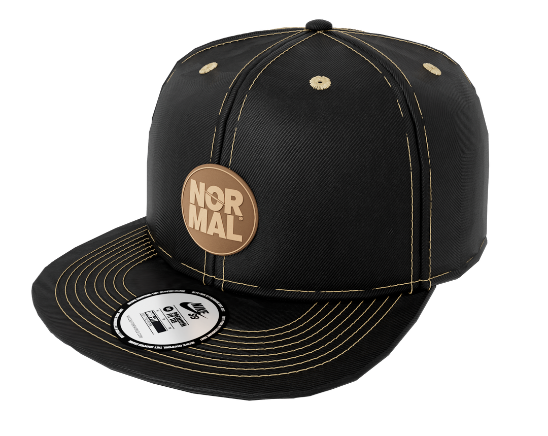 Normal Leather Patch Snapback, angled view